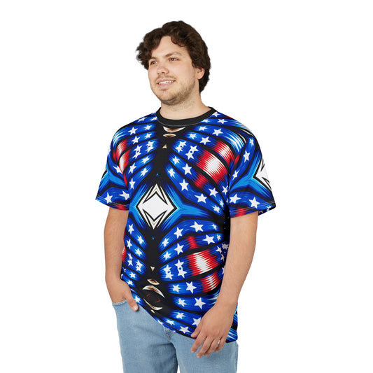 Men's American Flag Pattern All-Over Print Unisex Cut & Sew Tee