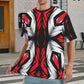 Men's Abstract Red, White & Black Pattern All-Over Print Men's All Over Print Ribbed Collar T-Shirt.