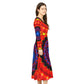 Women's Psychedelic Mandala Long-Sleeve Twirl All-Over Print  Dance Dress