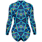 Women's Blue Kaleidoscope Bodysuit Long Sleeve