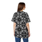 Women's Black & White Kaleidoscope Pattern All-Over Print Graphic Shirt