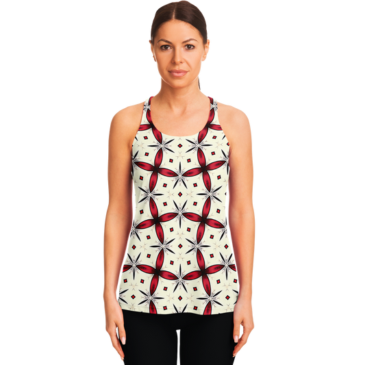 Women's Red & Black Geometric Pattern Flowy Racerback Tank Top