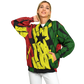 Women's Ghana Flag & Black Star Pattern All-Over Print Baseball Jacket
