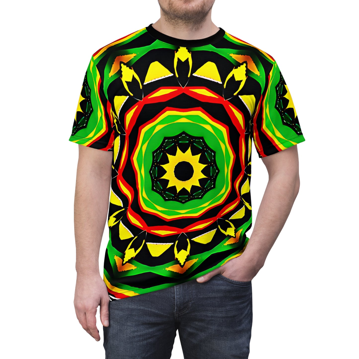 Men's Psychedelic Bold Reggae Colors All Over Print Tee