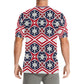 Men's Patriotic Red White Blue Geometric Men's All Over Print Crew Neck T-Shirt