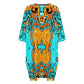 Women's Turquoise & Orange Geometric Pattern All Over Print Oversized T- Shirt Loungewear