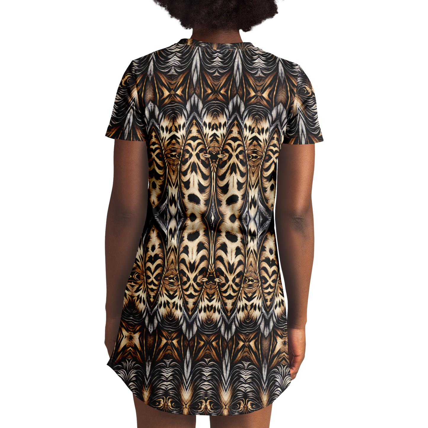 Women's Leopard Trendy Geometric Pattern All-Over Print T-Shirt Dress