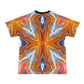 Men's Abstract Flame Kaleidoscope Pattern All Over Print All Over Print Ribbed Collar T-Shirt.