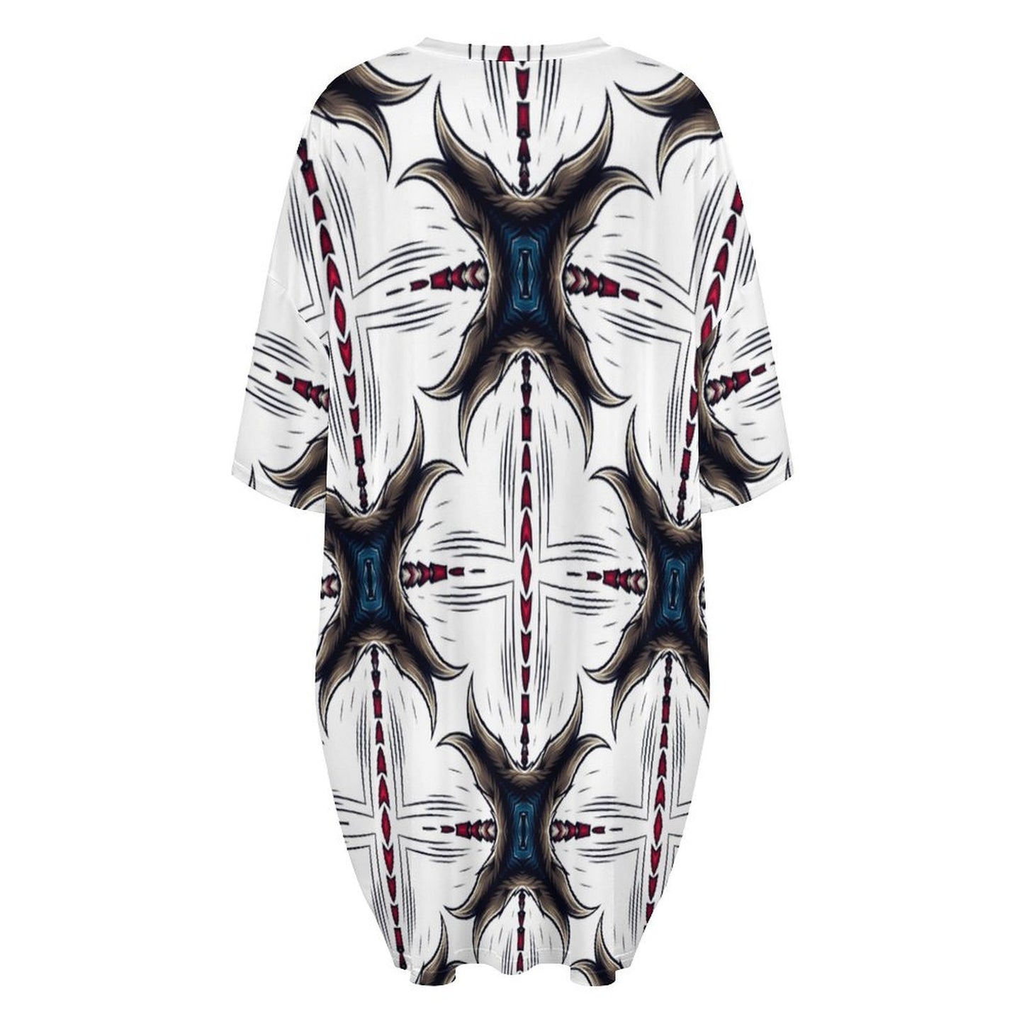 Women's Kaleidoscope Geo Pattern All-Over Print Oversized T- Shirt Loungewear