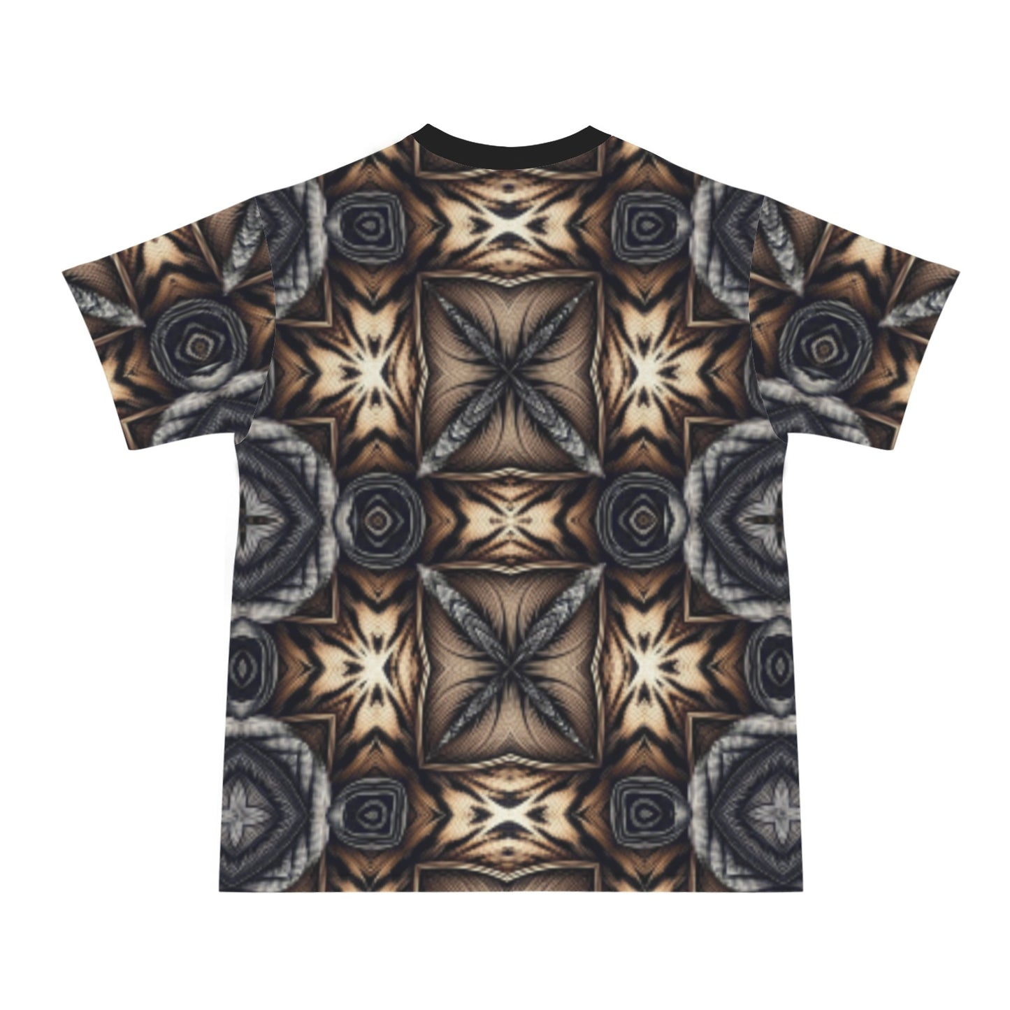 Men's Geometric Kaleidoscope Brown Pattern All Over Print All Over Print Ribbed Collar T-Shirt