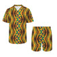 Men's African Kente Kaleidoscope Pattern All-Over Print Hawaiian Shirt & Shorts Set
