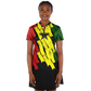 Women's Red Yellow Green Black Stars Polyester Stand Up Collar Polo Shirt