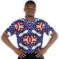 Men's Red White Blue Geometric Pattern All-Over Print Polo Shirt