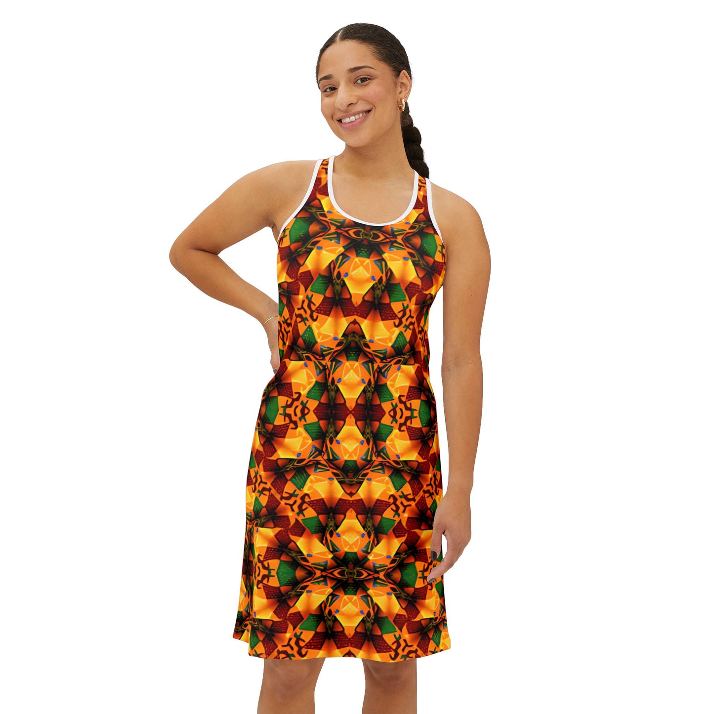 Women's Kaleidoscope Floral Racer back All-Over Print Summer Dress