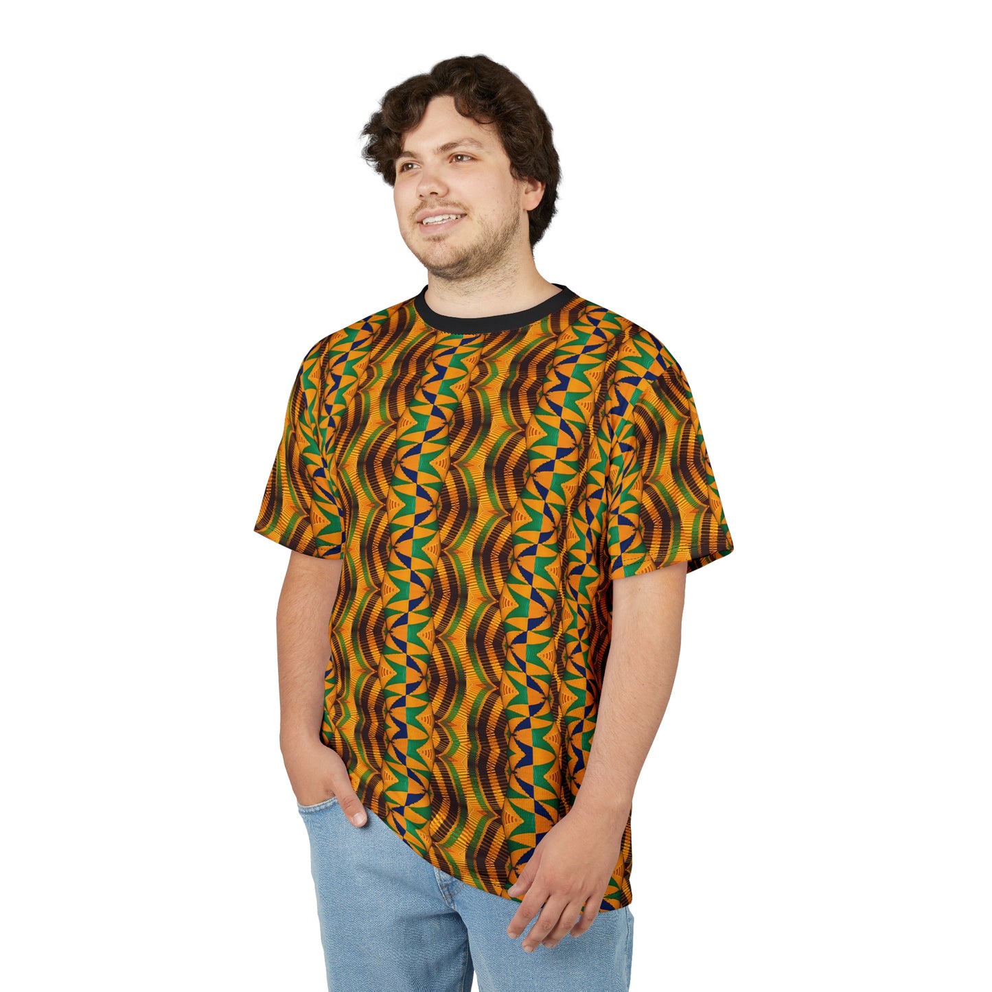 Men's African Kente Geometric Pattern All-Over Print Tee