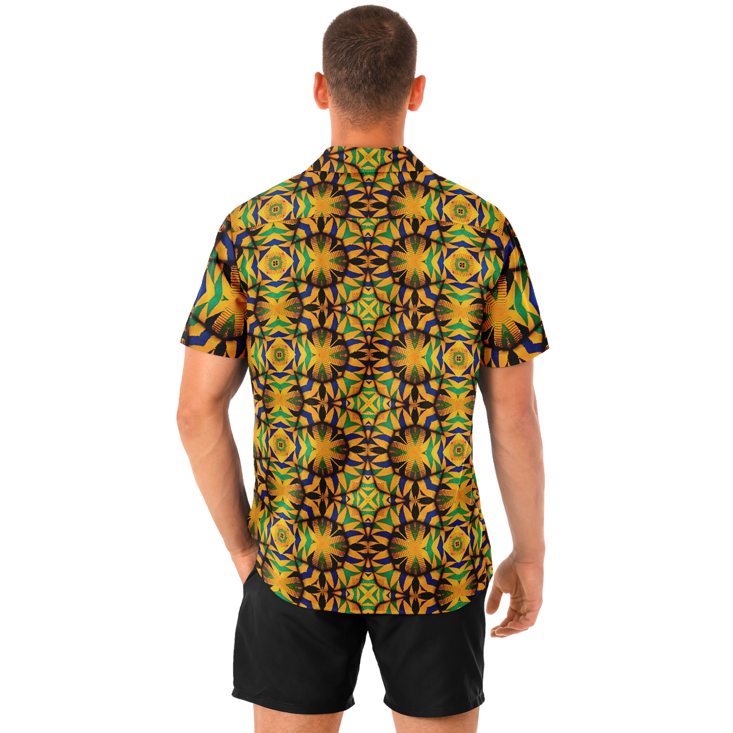 Men's Spread Collar Short Sleeve Button-Down Shirt