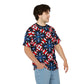 Men's Red White Blue Geometric Pattern All-Over Print Unisex Cut & Sew Tee
