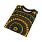 Women's Yellow Green Red Circular Pattern All-Over Print Tee