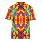 Men's Vibrant African Kente Geometric Pattern All-Over Print Zipper Polo Shirt.