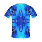 Men Vibrant Blue Geometric All-Over Print Crew Neck T-Shirt