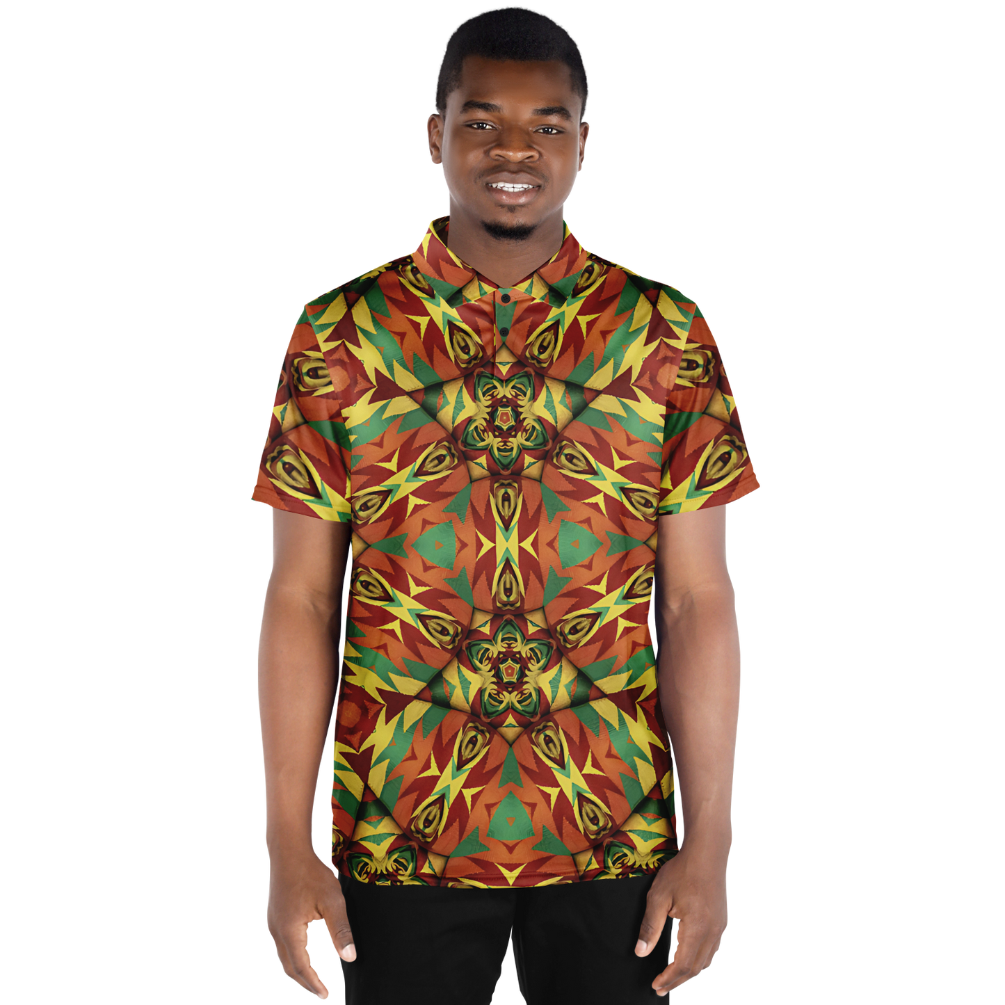 Men's Bold Tribal Kaleidoscope Pattern All Over Print Polo Shirt