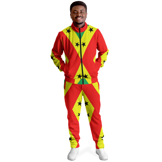 Men's Red Yellow Green Black Stars Pride Flag Track Jacket and Pants