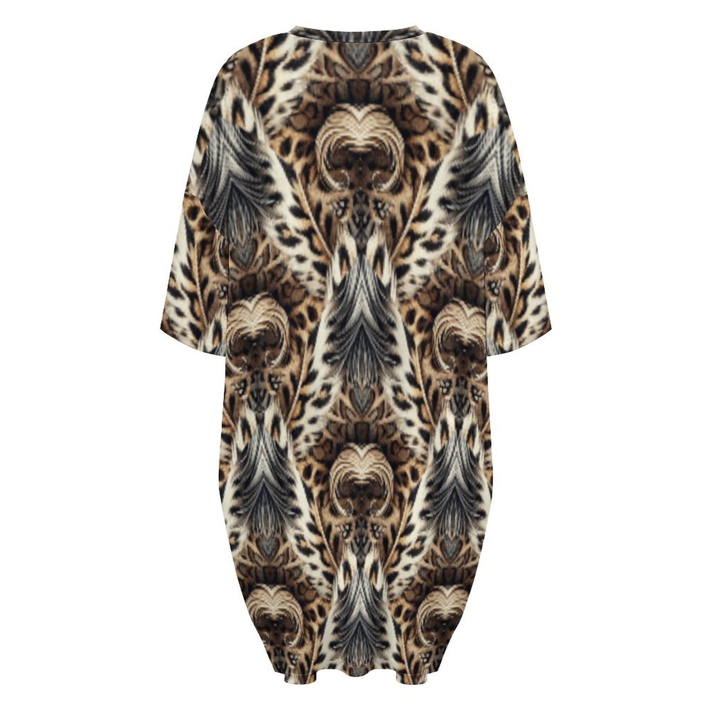 Women's Leopard Kaleidoscope Pattern All-Over Print Oversized T- Shirt Loungewear