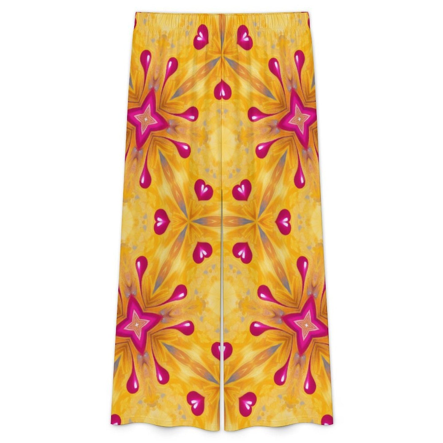 Women's Heart Kaleidoscope Pattern All Over Print Side-Tie Short Sleeve Top & Wide-Leg Pants Set