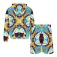 Men's Abstract Teal & Gold Pattern All Over Print Lightweight Sun Hoodie & Shorts Set