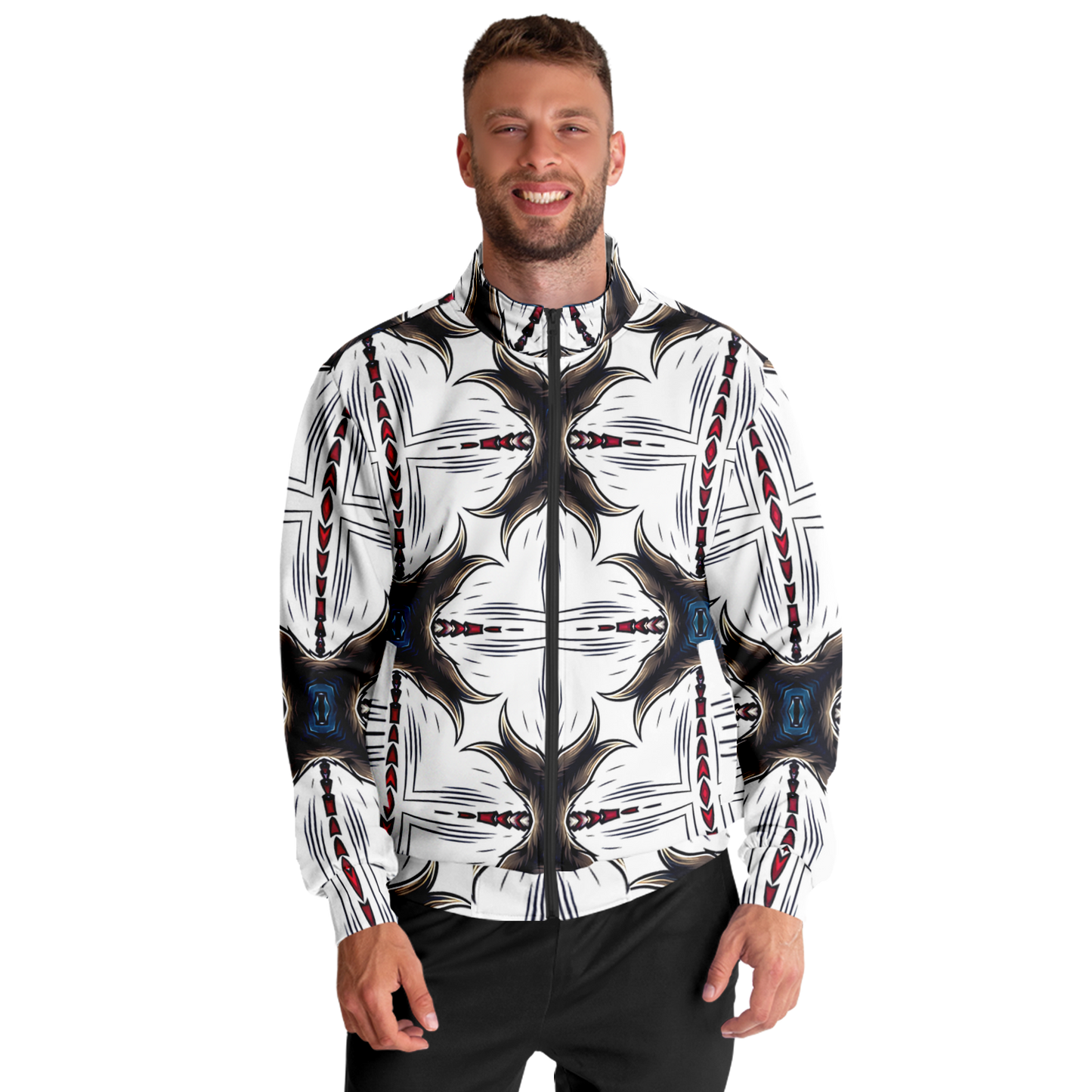 Men's Abstract Symmetry Pattern Polyester Track Jacket