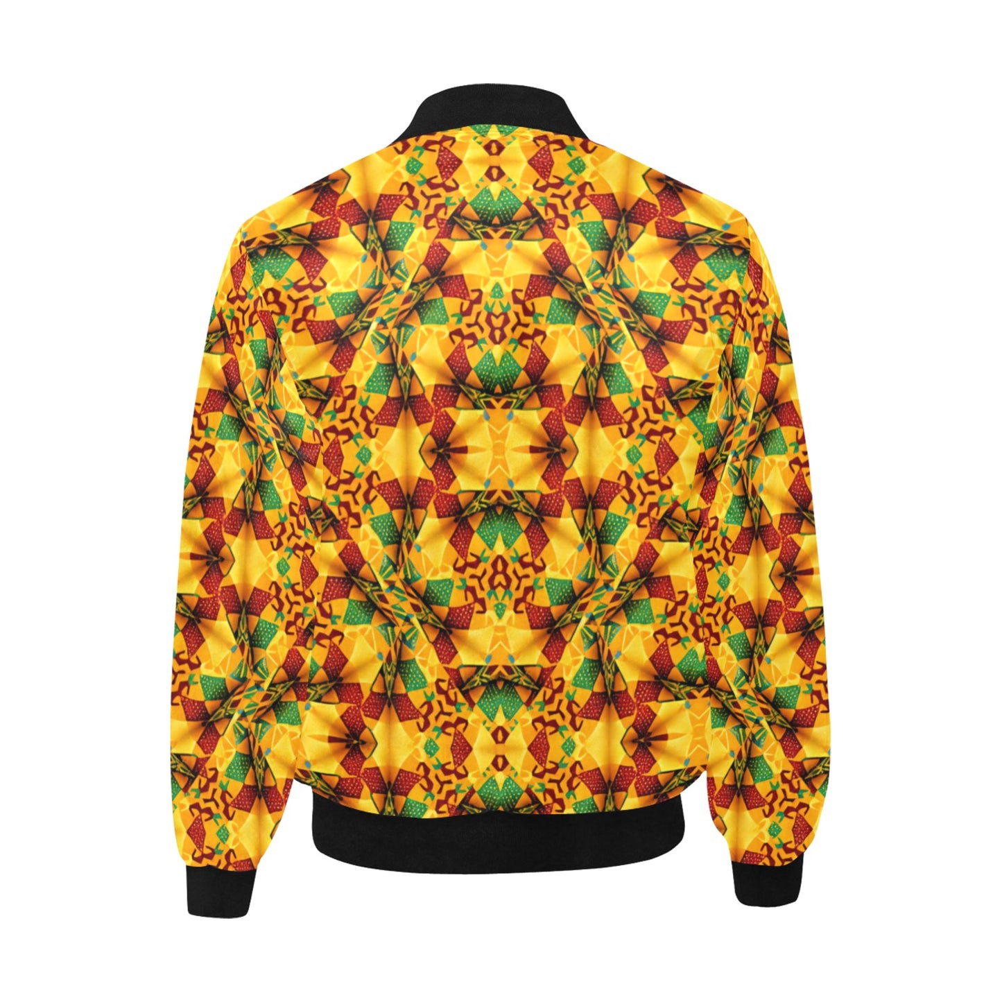 Men's Vibrant Autumn Kaleidoscope Pattern All Over Print Quilted Bomber Jacket