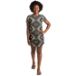 Women's Monochrome Geometric Kaleidoscope Pattern All Over Print T-Shirt Dress