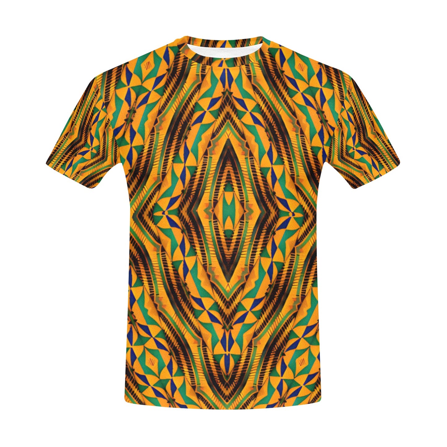 Men's Bold African Kente Inspired Pattern All-Over Print All Over Print Crew Neck T-Shirt