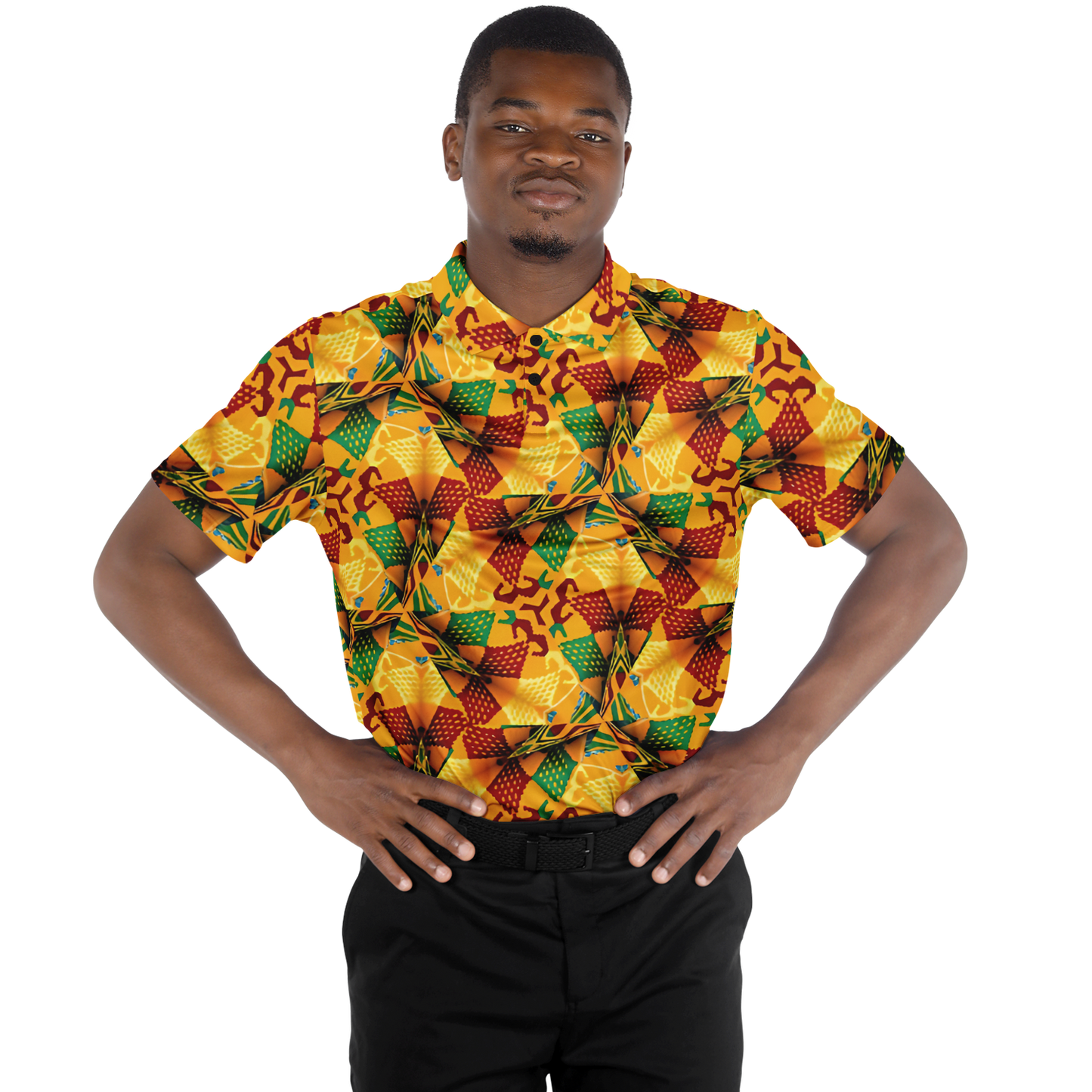 Men's Vibrant Autumn Kaleidoscope Polyester Polo Shirt