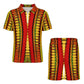 Men's Red Bold Tribal Pattern All-Over Print Zip-Up Polo Set