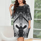 Women's Monochrome Kaleidoscope Pattern All-Over Print Oversized T- Shirt Loungewear