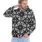 Men's Black & White Geometric Pattern All-Over Print Men's All Over Print Hoodie