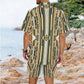 Men's Retro Geometric Tribal Pattern All-Over Print Men's Hawaiian Shirt & Shorts Set