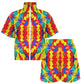 Women's Bold Rainbow Kente-Inspired Geometric Pattern All Over Print Windbreaker Short Set