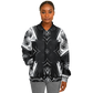 Women's Black & White Geometric Pattern All Over print All Over Print Baseball Jacket