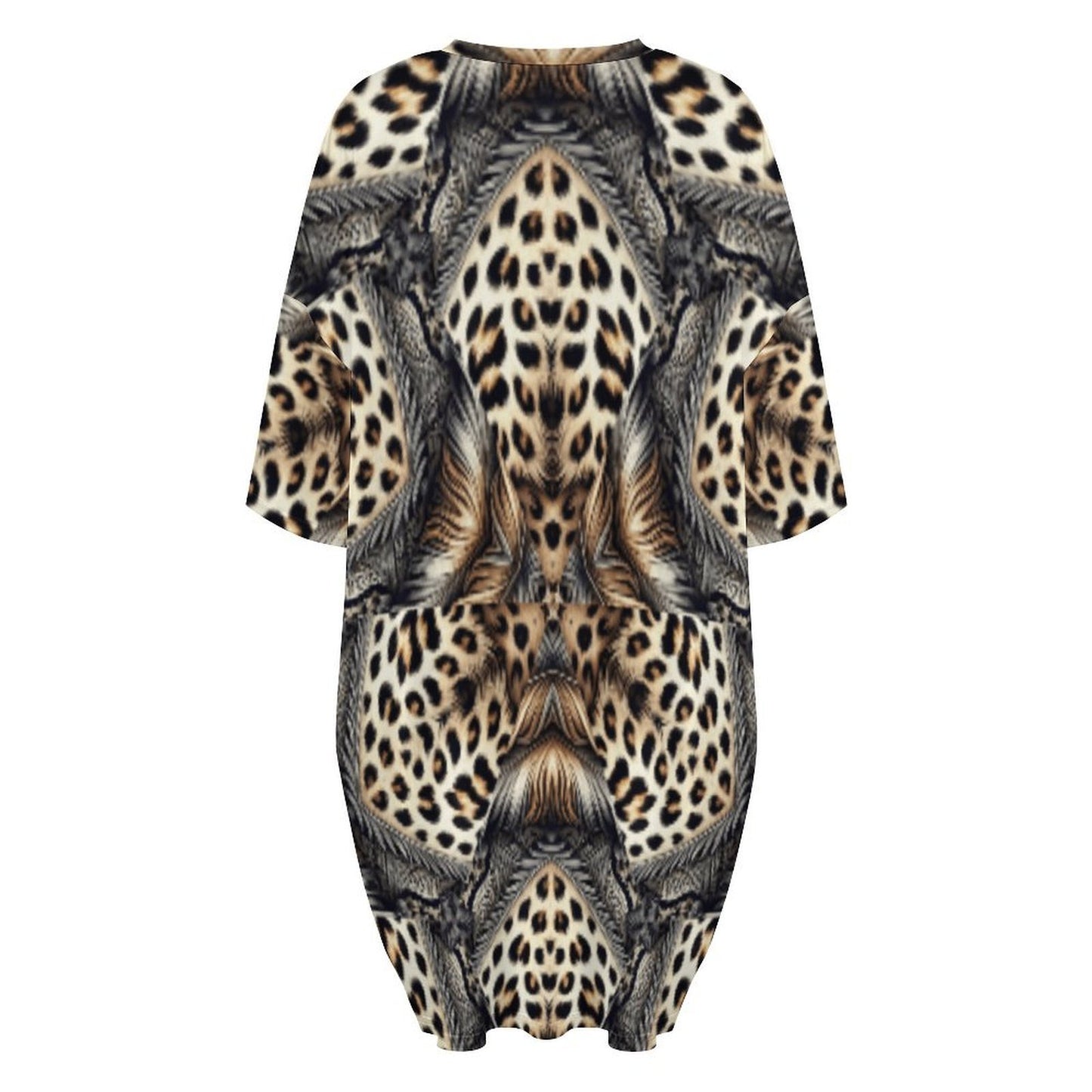 Women's Leopard Kaleidoscope Pattern All-Over Print Oversized T- Shirt Loungewear