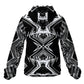 Men's Black & White Geometric Pattern All-Over Print Hooded Windbreaker Jacket