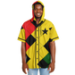 Men's Ghana Flag & Black Star Pattern All-Over Print Hooded Baseball Jersey