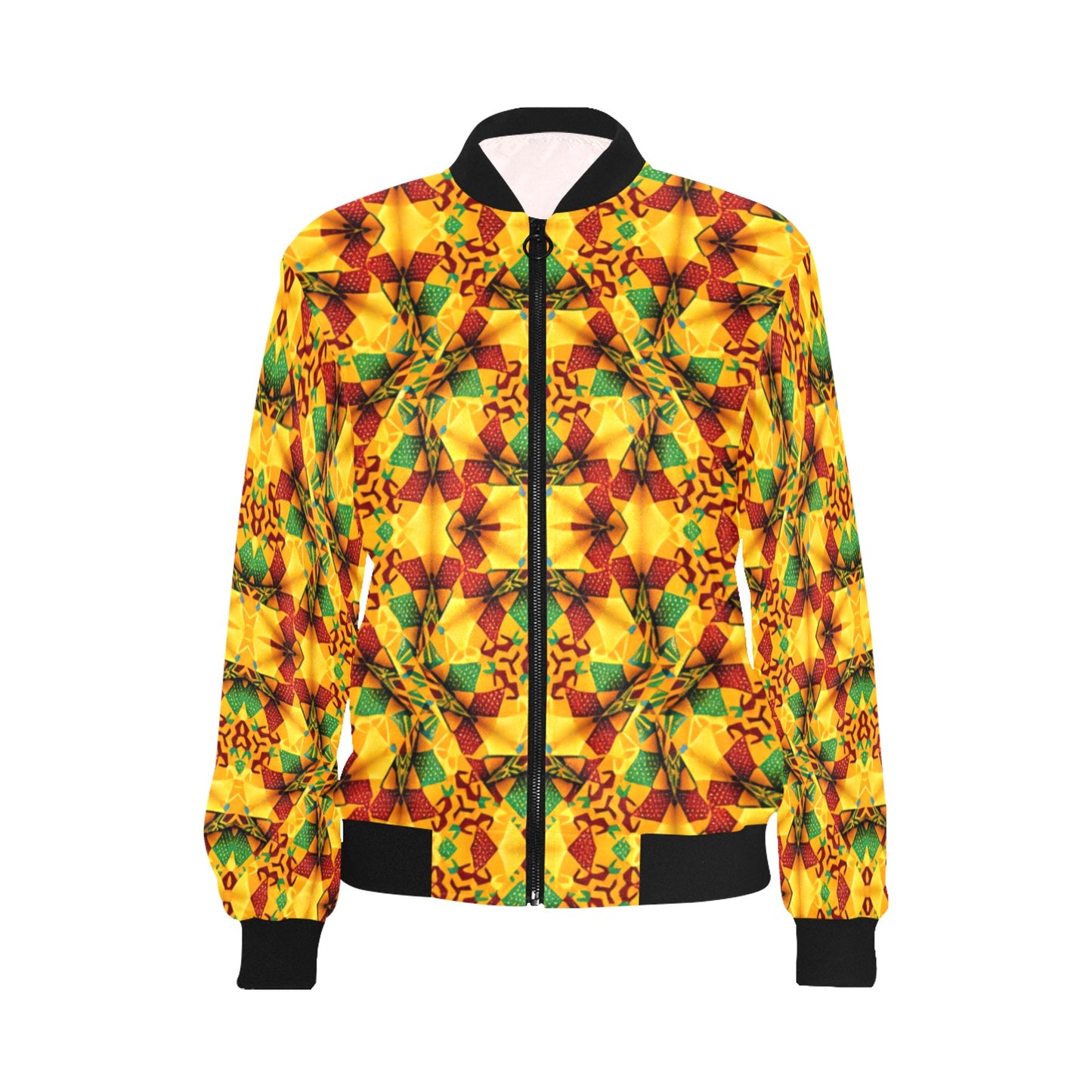 Women's Vibrant Autumn Kaleidoscope Pattern All Over Print Bomber Jacket