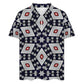 Men's Patriotic Red White Blue Geometric Zip-Up Polo Set