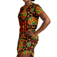 Women's African Kente Geometric Star Pattern All-Over Print T-Shirt Dress