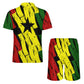 Men's Red Yellow Green and Black Stars Zip-Up Polo Set