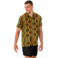 Men's African Kente Kaleidoscope Pattern All-Over Print Spread Collar Short Sleeve Button-Down Shirt