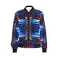 Women's Blue & Red Kaleidoscope Pattern All-Over Print Bomber Jacket