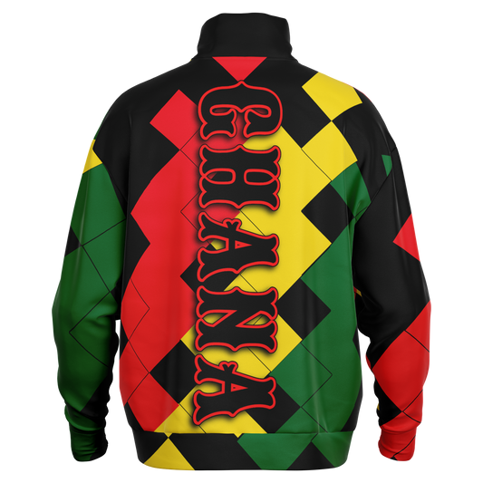 Women's Red Yellow Green and Black Stars Heavyweight Oversized Quarter Zip Sweatshirt